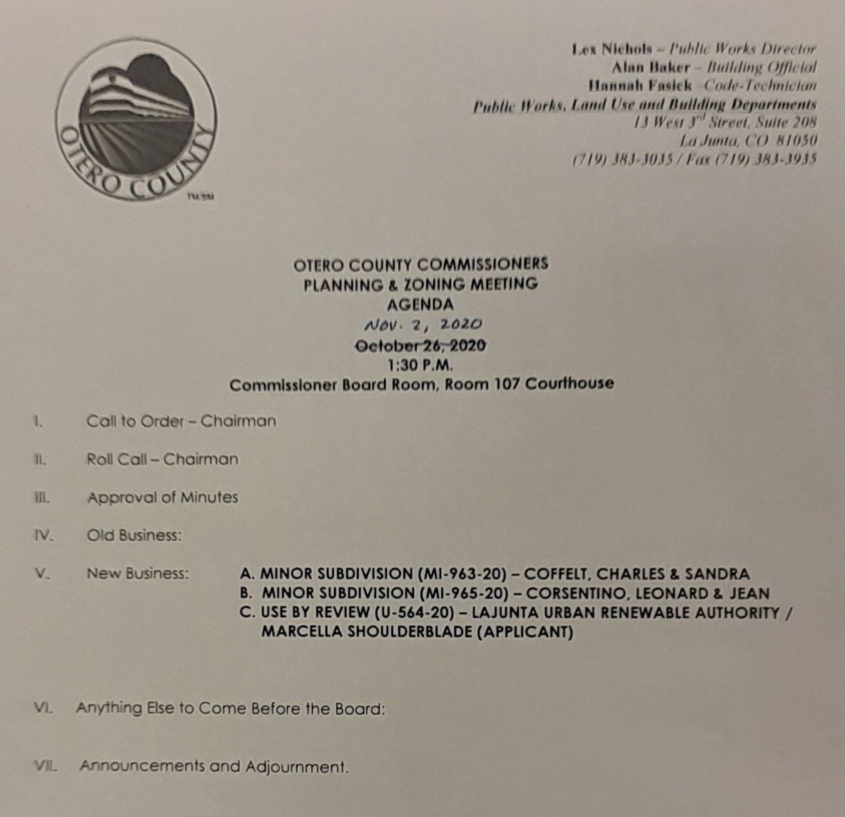 Otero County planning and zoning agenda seconews.org 