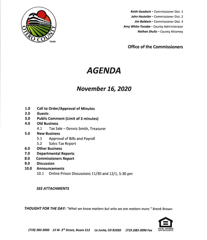 Otero County Commissioners Meeting November 16th seconews.org 