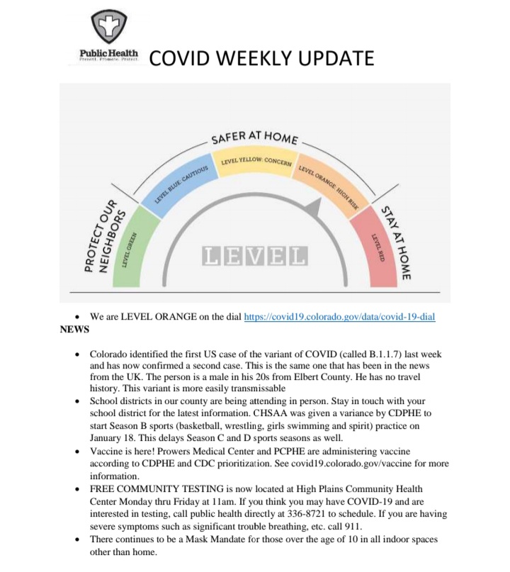 Prowers County Public Health Covid Update seconews.org SECO NEWS