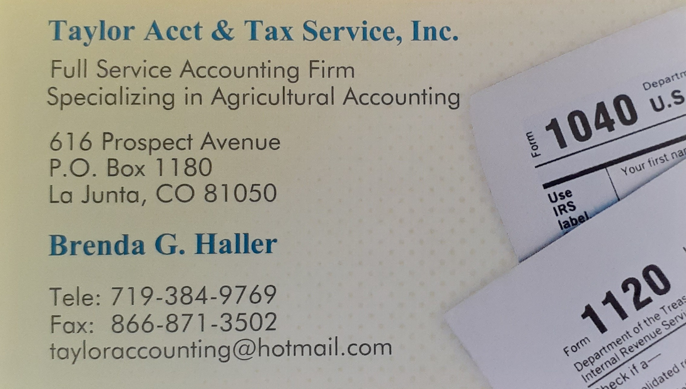 Taylor Accounting and Tax Service Business Card SECO News seconews.org 