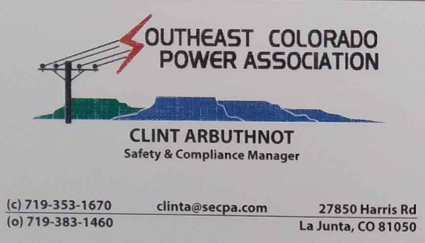 SECPA Southeast Colorado Power Association Business Card