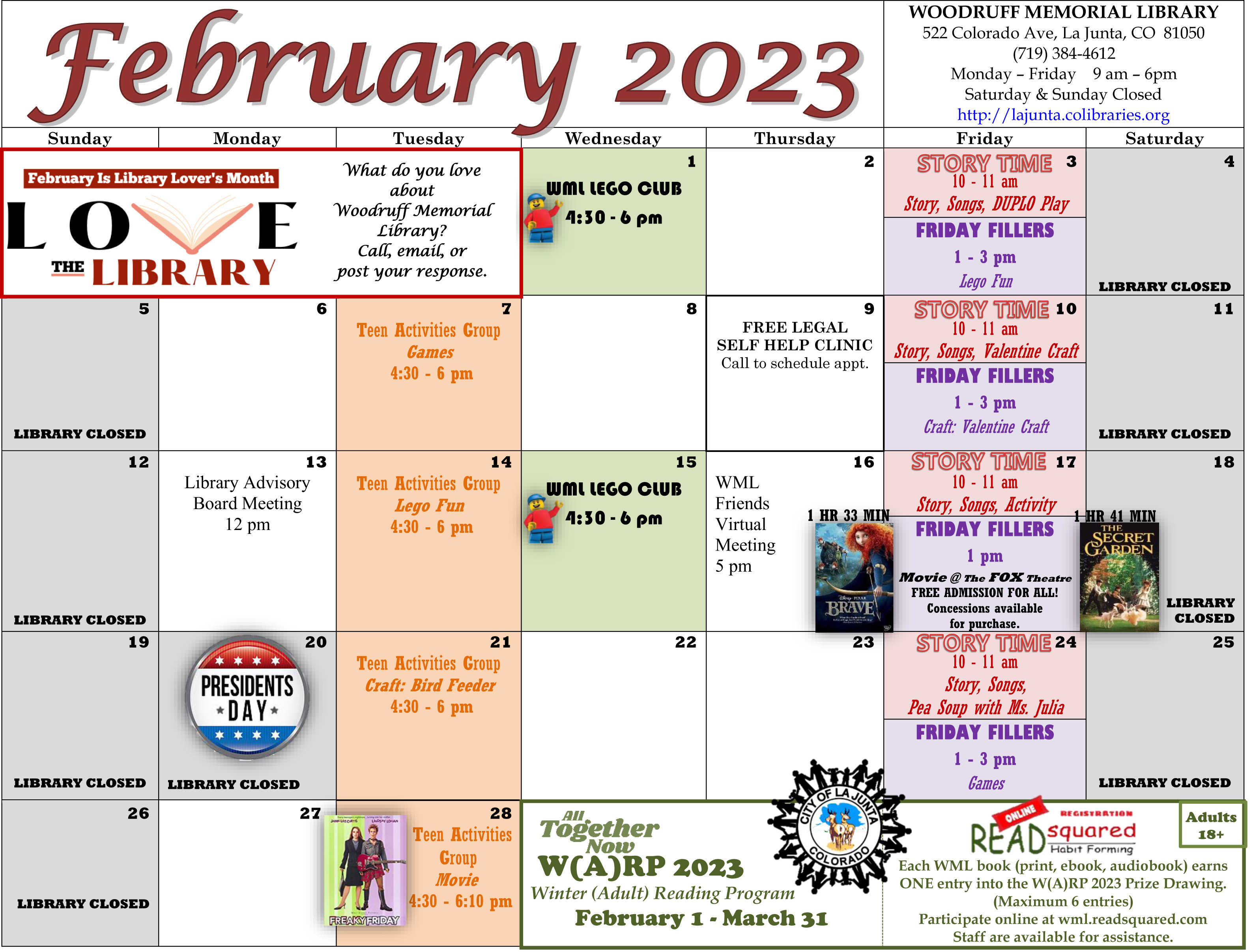 SECO NEWS - Woodruff Memorial Library Calendar February 2023