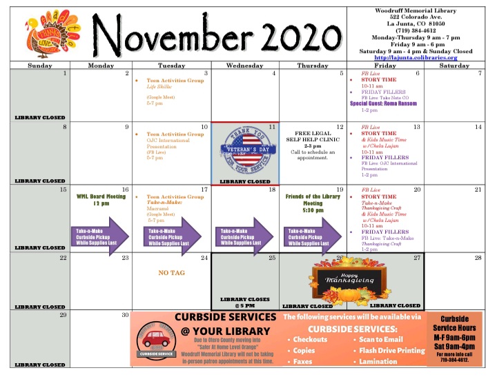 Woodruff Memorial Library Calendar November 2020 Modified seconews.org 