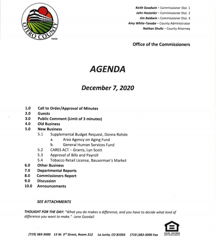 Otero County Commissioners Meeting Agenda seconews.org 