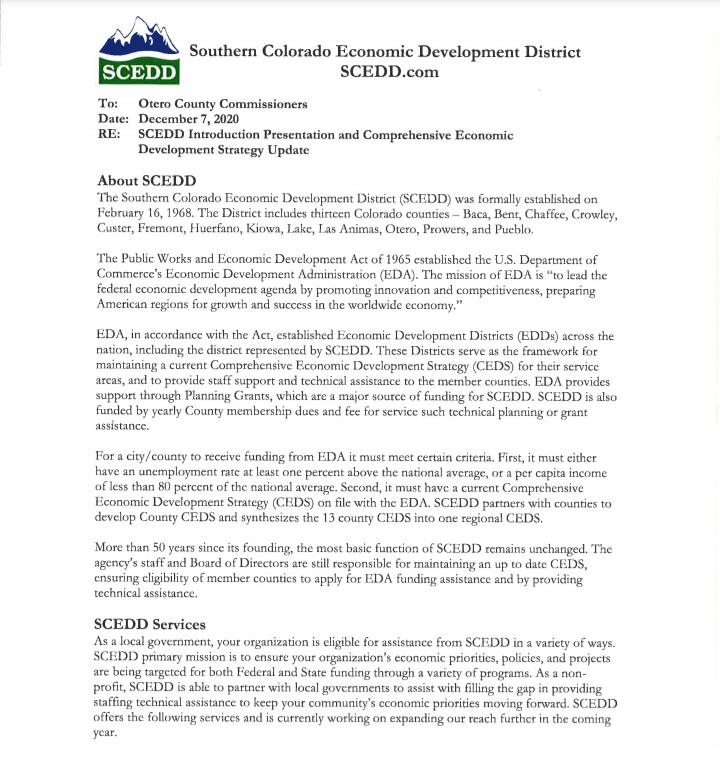 SCEDD Southeast Colorado Economic Development District seconews.org 
