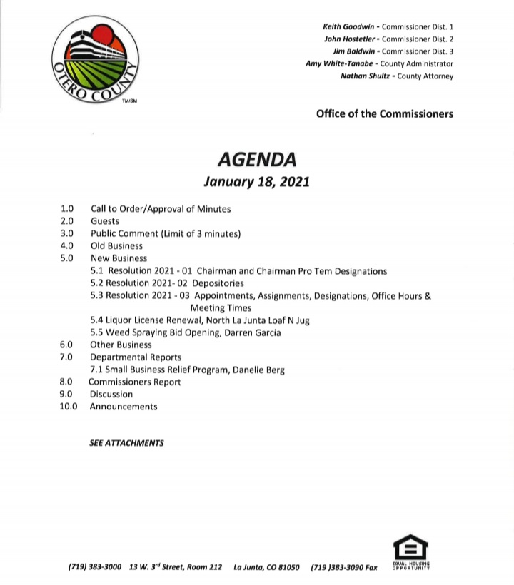 Otero County Commissioners Meeting Agenda seconews.org 