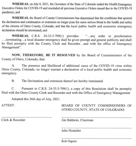 Otero County Commissioners Resolution 2021-07 SECO News seconews.org
