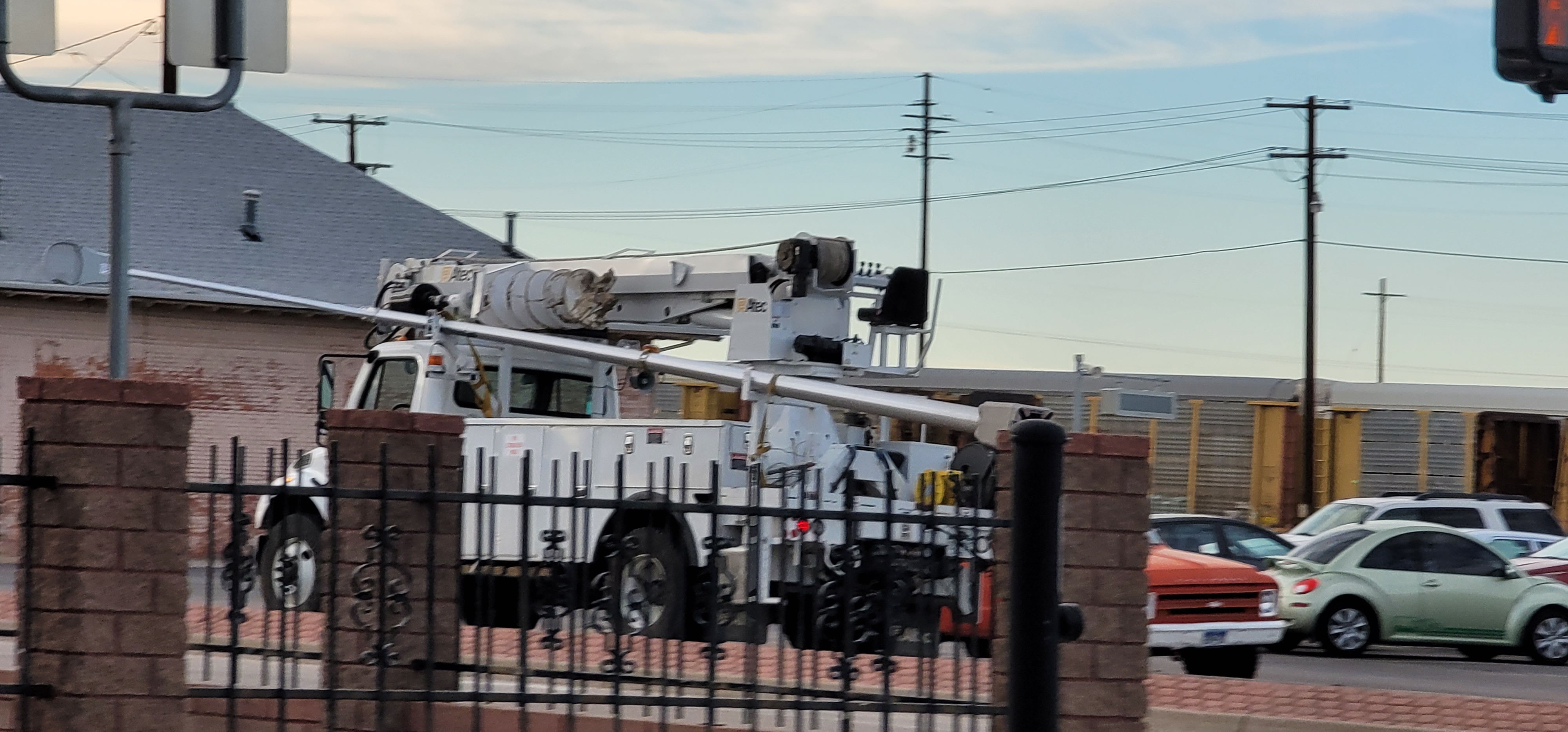 La Junta City crew hauls light pole