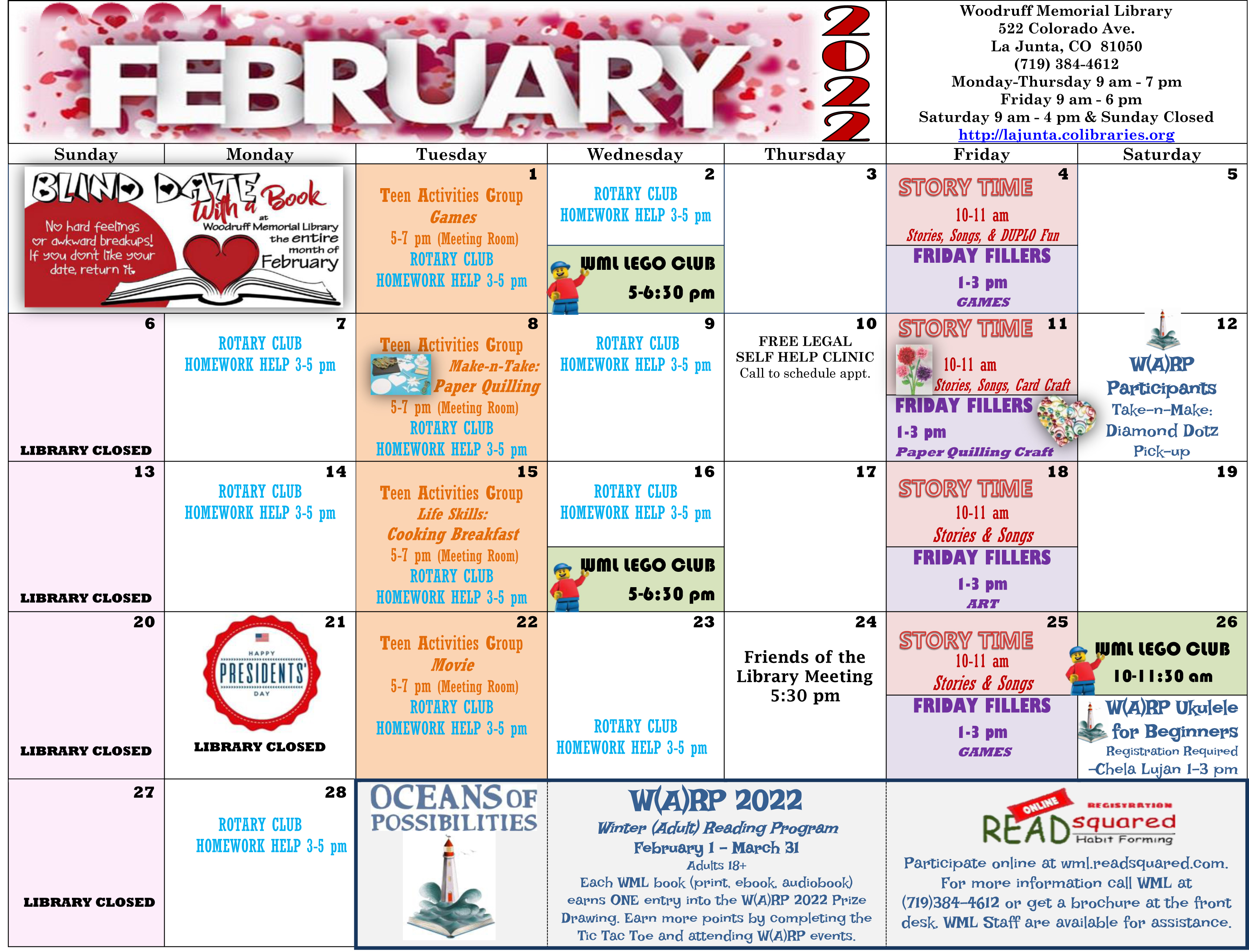 SECO NEWS - Woodruff Memorial Library February 2022 Calendar