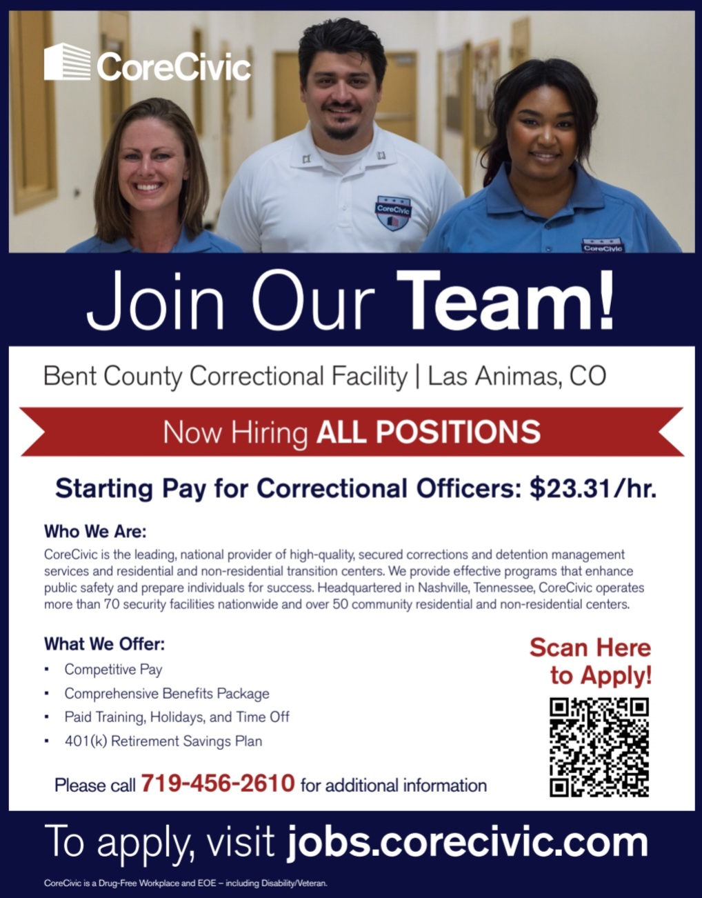 SECO NEWS - Bent County Correctional Facility is Now Hiring ALL POSITIONS